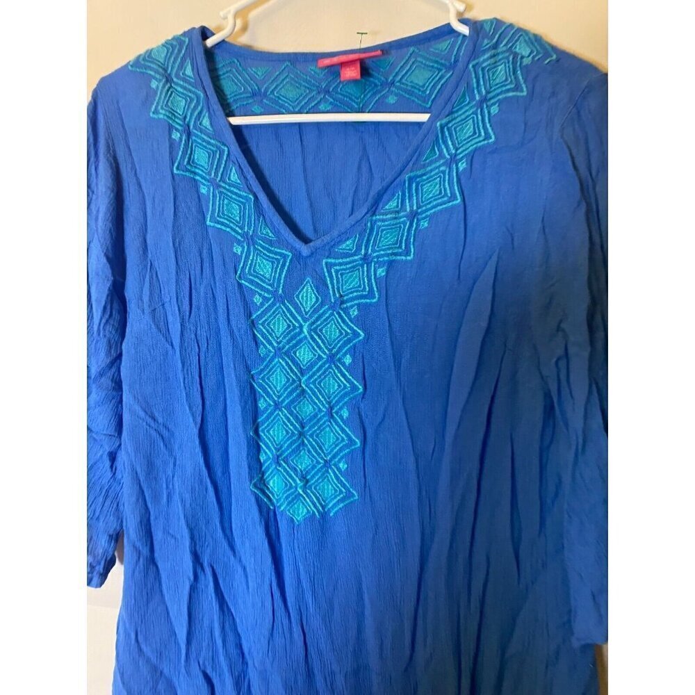 Lilly Pultizer Women’s Top Shirt Blouse Cornflower Blue Vneck Tunic Size Small S